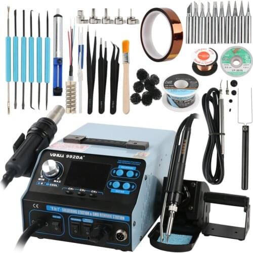 YIHUA 992DA+ 3 In 1 Hot Air Rework Soldering Iron Station Smoke Vacuum BGA Soldering Rework Station