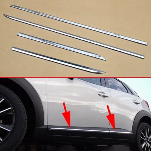 Fit For Mazda CX-3 2016 2017 2018 2019 Chrome Parts Side Door Body Molding Trims Stripes Accessories Anti-rub Decoration