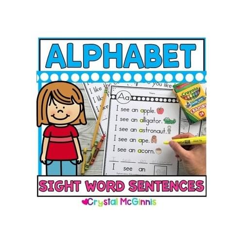 Alphabet Simple Sentences with Sight Words (Read, Highlight, Write, Draw) Educational Workbooks Abc for Kids Learning FDF File