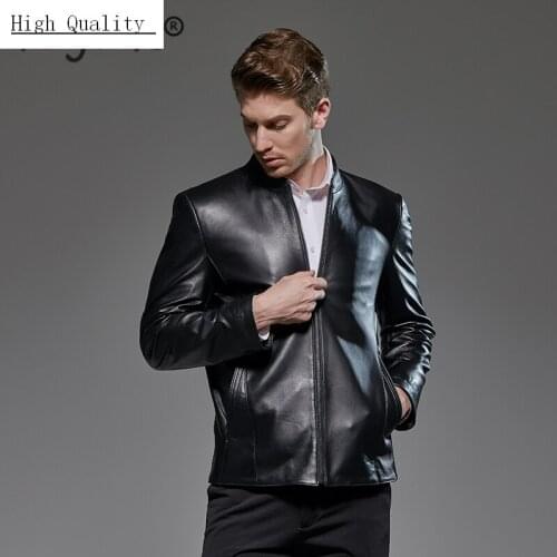 Plus Size Real Leather Jacket Men Clothes 2020 Streetwear Fashion Mens Sheepskin Coat Slim 6XL Genuine Leather Coats 1802