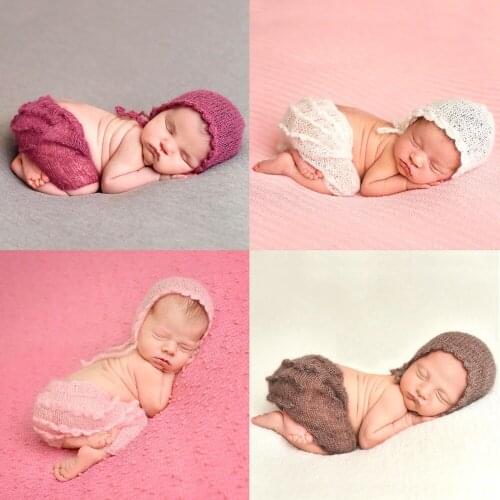 New born props baby photography mohair knit outfit newborn photo prop toddler beanie infant picture fotografie accessories shoot