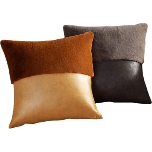 Nordic Luxury Plush Leather Square Living Room Bedside Sofa Bay Window Waist Cushion Pillow Cushion
