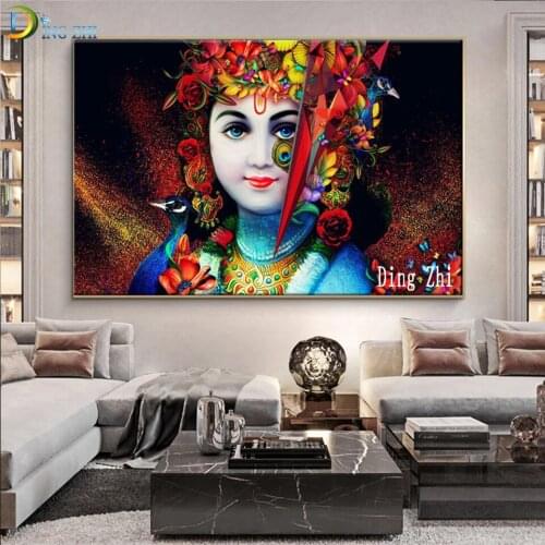 "Indian Lord Shiva"5D DIY Diamond Painting Cross Stitch Peacock Flowers Full Square Religion Picture Mosaic Embroidery Round Kit