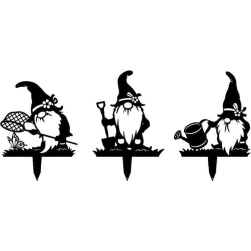 Garden Supplies Gnome Shape Garden Stake Landscaping Iron Outdoor Yard Sign Garden Decor Statues