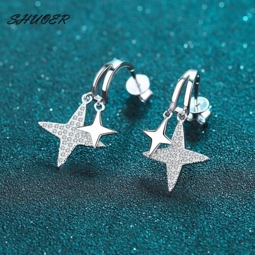 Classic 925 Sterling Silver Pass Diamond Tester 0.5 Carat Brilliant Cut D Color Moissanite Start Stud Earrings Women Jewelry