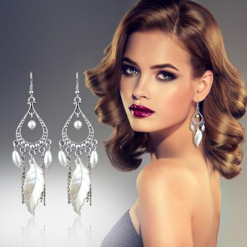 30# Bohemian Europe And The U.s Ethnic Style Hollow Beaded Tassel Pearl Dangle Earrings Fashion Girls Earrings Украшения Женские