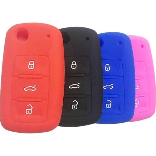 Silicone Car Key Cover Case for VW Golf Bora Jetta POLO Passat WOLFSBURG for Skoda Fabia Octavia A5 for SEAT Ibiza Leon Flip Key