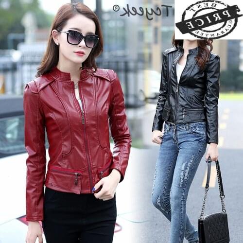 Collar Fashion Mandarin Womens Jackets 2021 Leather Clothing Slim Motorcycle Leather Jacket Women Outerwear Coats LW5aa