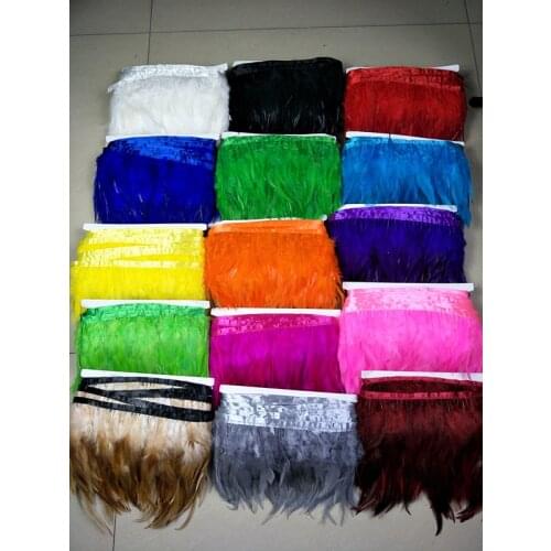 High quality wholesale quality 1 yards natural Turkey feathers Ribbon decorative 4-6inch/10-14cm Width Clothing accessories diy