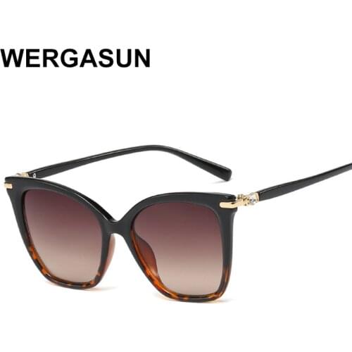 WERGASUN Cat Eye Sunglasses Women Brand Designer Vintage Gradient Sexy Retro Cateye Sun glasses Female Eyewear UV400