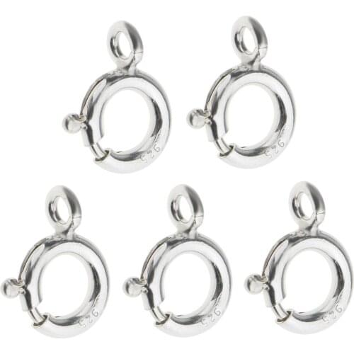 5 Pieces Sterling Silver 925 Spring Ring Clasps for Jewelry Necklace Bracelet Making