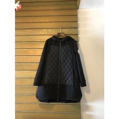 Warm Keep 11.16 Winter Comfortable Hooded Space Cotton Patchwork Argyle Side Split Long Parkas Women Zipper Outerwear Overcoat