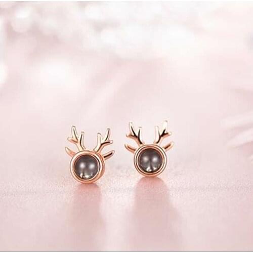 New S925 Sterling Silver Earrings Women Deer Love Stud Earrings Fashion Earrings