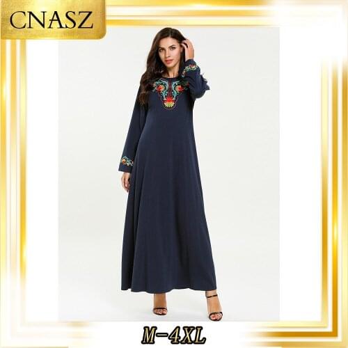 Abaya Turkish Large Size Womens Autumn Gown Fashion Simple Knit Embroidery Caftan Marocain Musulmane Femme Arabian Dress