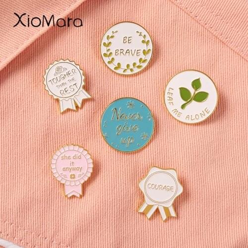 Be Brave Lapel Pins Motivational Saying Banner Brooches Collar Backpack Decoration Cartoon Jewelry Gift for Girls