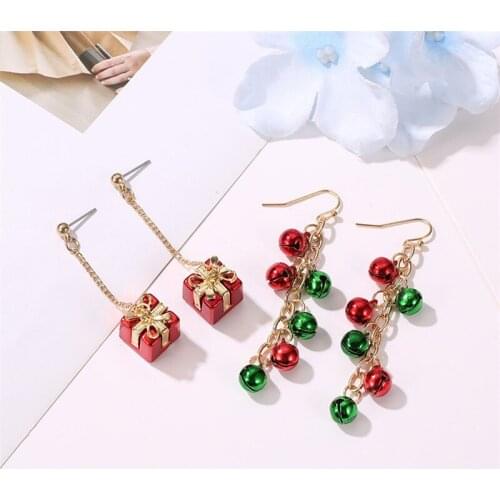 1 Pair Christmas Snowflake Ribbon Tassel Earrings Cartoon Bell Christmas Gift Elk Cute Earrings Christmas Earrings For Girls