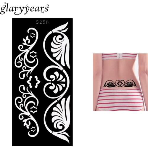 1 Piece Henna Tattoo Stencil Hollow Airbrush Painting Body Waist Art Hearts Wing Design Paste Drawing Henna Tattoo Template S258
