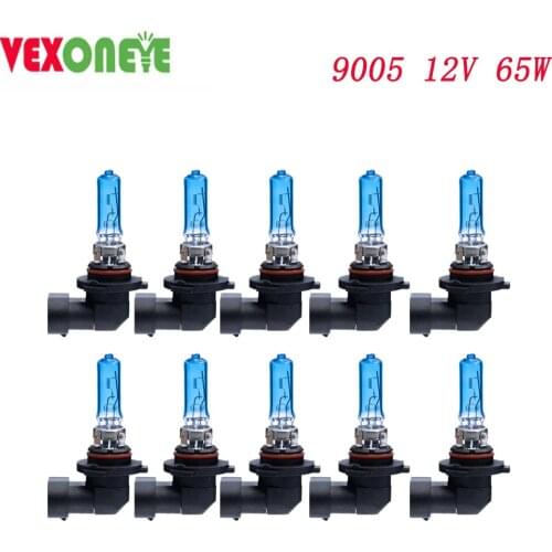 10pcs 9005 12v 65w High Quality Super White Car Headlight Halogen Bulb