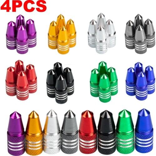 4pcs Universal Bullet Shape Alloy Car Wheel Tire Valve Air Stem Dust Caps Cover Truck Auto Vehicle Motorcycle Bicycle Accessory