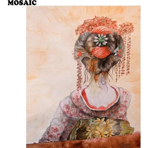 DIY Diamond Embroidery Geisha painting Japanese Diamond Painting Cross Stitch Full Square Diamond Mosaic Needlework Canvas gift