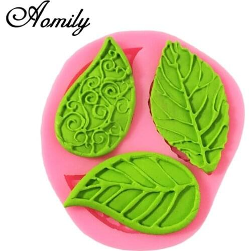 Aomily 3 Styles Multi Leaf Shaped Silicone Chocolate Cookies Cake Mold Silicone Soap Candy Fondant Chocolate Kitchen Mould