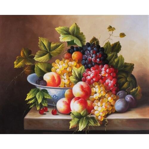 Free shipping classical still life oil painting grapes blueberry fruit canvas printing on canvas wall art decoration picture