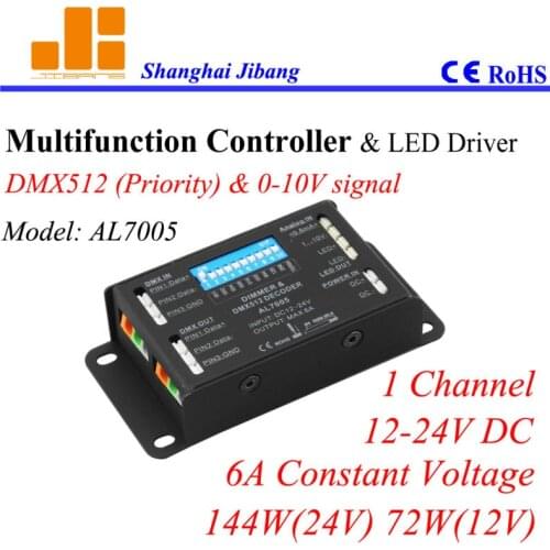 Free Shipping Multiple ECO Dimmers, 0-10V DMX controller, DMX pwm dimmer, 1 Channel/12V-24V/6A/144W pn: AL7005