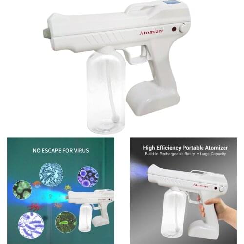 Cordless 800ml Nano Atomization Fogger Blue Light Nano Battery Disinfection Gun Facial Steam Spray Machine Household Sprayer
