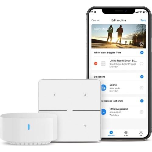 BroadLink Wireless Smart Scene Controller Smart Life APP Remote Control Button Light Switch 4 Gang Switch Panel Smart Button Kit