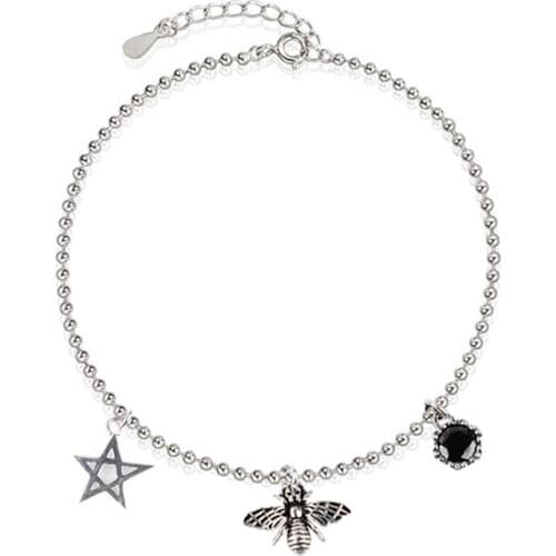 Ankle Bracelets On Leg Bee Anklets 925 Sterling Thai Silver Charm Adjustable Foot Chain Jewelry Gifts For Women Girls Friends