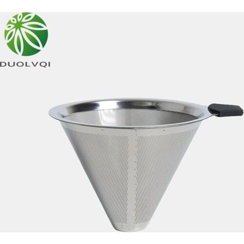 Duolvqi Practical Drip Coffee Filter Reusable Stainless Steel Coffee Filter Durable Coffee Pot Filter Funnel Grid Coffee Tools