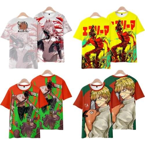 Anime Chainsaw Man Makima Cosplay T shirt 3D Printing Short Sleeve Tshirt Pochita Makima Power Harajuku Tops Cool Tee Gift