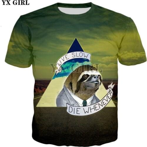 YX GIRL 2018 New Fashion summer Men Women 3d t-shirt animal t shirt Sloth and nature Print T shirts Casual Cool Tee shirts