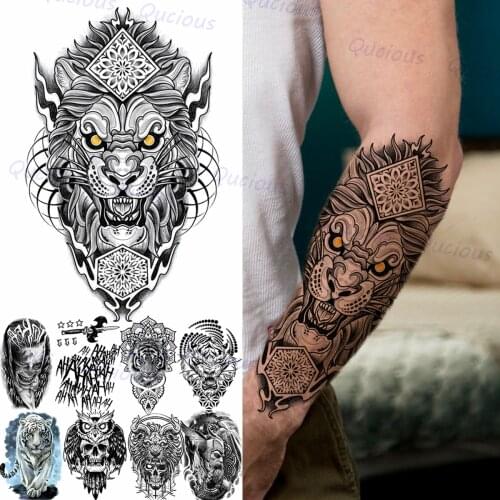 Gothic Punk Temporary Tattoos For Men Adult Clown Tiger Tribe Realistic Fake Tattoo Sticker Waterproof Body Art Tatoos Totem