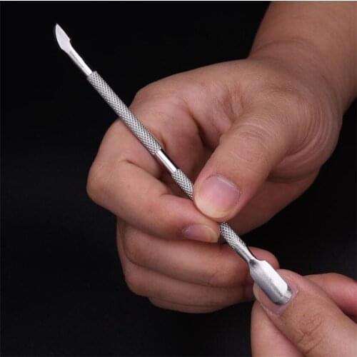 1Pcs Nail Art tools Stainless Steel Cuticle Pusher Double Head Spoon Remover Tools For Manicure Nail Art Care Pusher