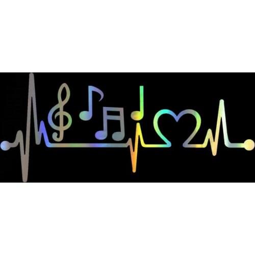 Interesting Car Sticker Music Notes Heartbeat Car Stickers Funny Decals Vinyl Car Styling Black/Silver/Laser KK 21.5cm*8.3cm