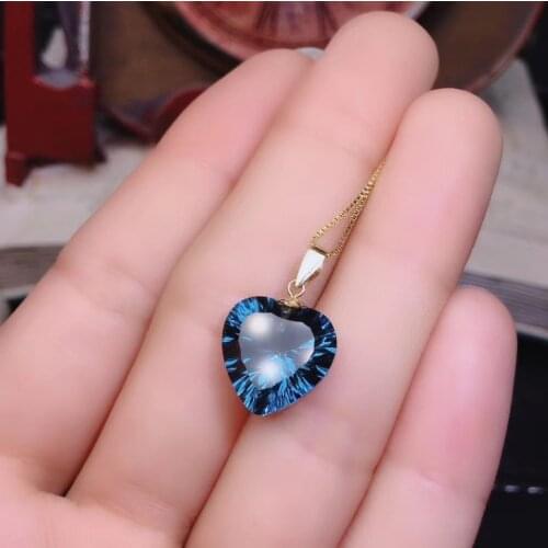 KJJEAXCMY fine Jewelry 18K yellow gold Natural blue topaz Girl new luxury Pendant Necklace Support Test Chinese style