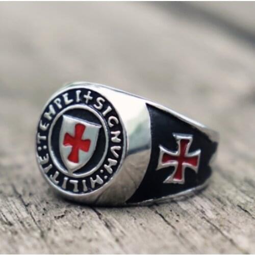 Retro SilveryMens Templar Cross Freemasonry alloy ring cyclist jewelry size 7-14