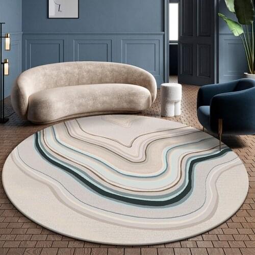 Nordic style round shaped geometric woven area rug big size post modern home decoration coffee table carpet
