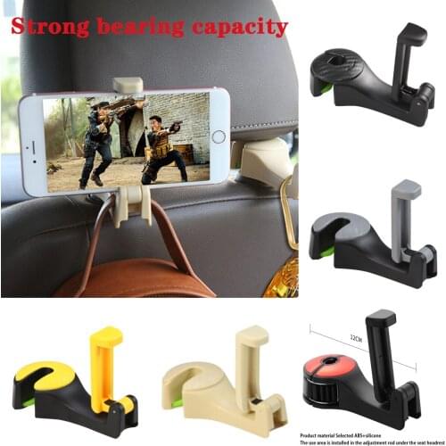 5colors Car Headrest Hooks with Phone Holder Backseat for IPhone Support Mobile Back Seat Kid Clip Stand Mount Universal