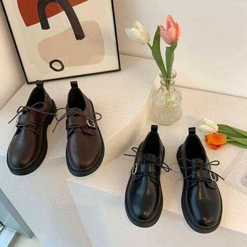 British style JK small leather shoes spring and autumn soft leather Japanese all-match single shoes retro lace-up womens shoes