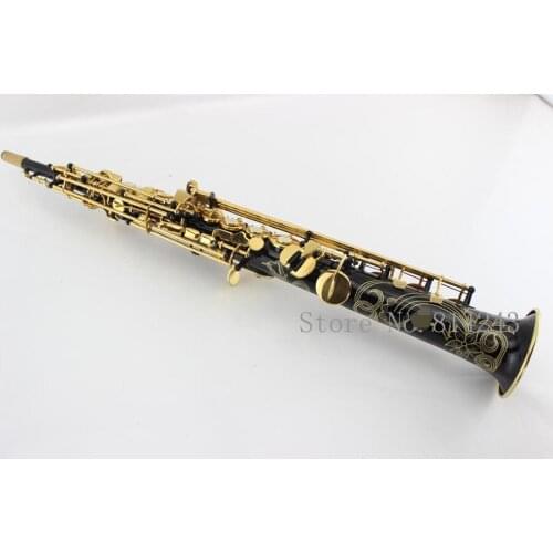 MARGEWATE Soprano Saxophone Black Nickel Gold B flat Sax Soprano Luxurious carving with Case