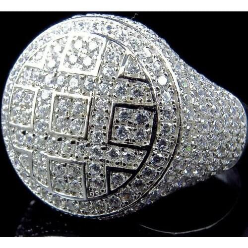 Trendy Round Rings Male Iced Out Cubic Zircon Crystal Rings for Men Party Jewelry Accessories Wholesale