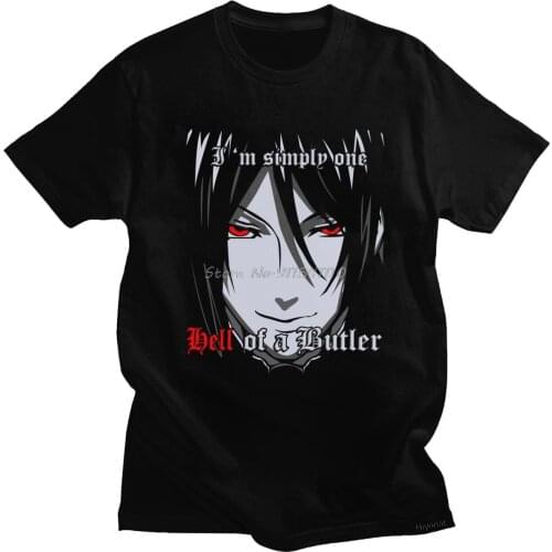 Trendy Black Butler T Shirt Short Sleeved Pure Cotton Anime Manga T-shirt Sebastian Michaelis Tee Streetwear Harajuku Tshirt