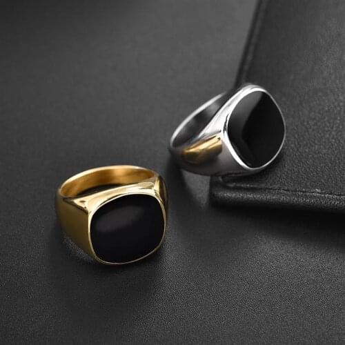 Mens Ring Punk Rock Smooth 316L Stainless Steel Signet Ring For Men Hip Hop Party Jewelry Wholesale Male Wedding Anel
