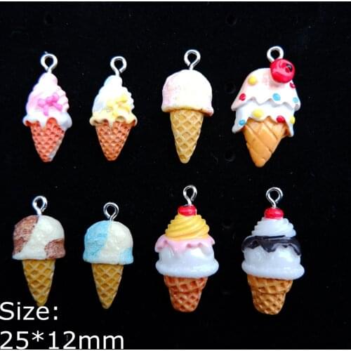 Kawaii Ice Cream Charms Pendants Resin flat back cabochon charms for jewelry making bracelets necklace earrings Accessories