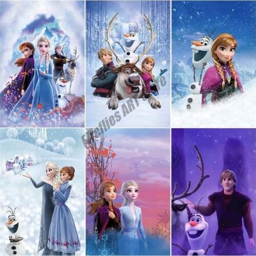 Full Square/Round 5D DIY Diamond Painting Disney Princess Anna& Kristoff Diamond Embroidery Cross Stitch Kits Mosaic Gift