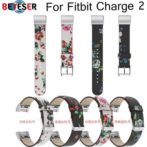 NEW Replacement Painted Strap For Fitbit Charge 2 Bracelet Rural Style Floral Leather Watch Band Wrist Strap Band Charge 2 Watch