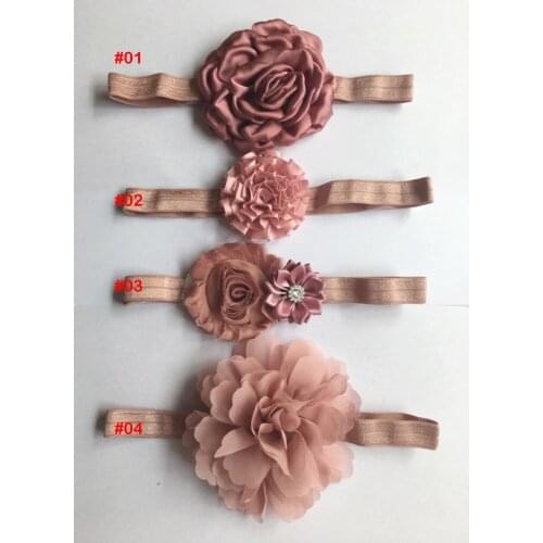 Multi Mauve Fabric Chiffon Flowers With Matching headbands baby children gilrs hair accessories 36pcs free shipping