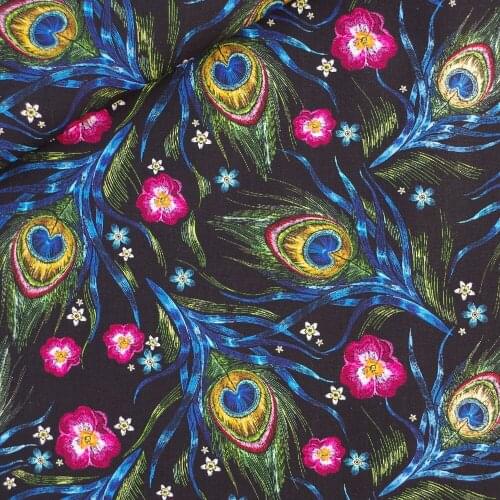 110cmx100cm Cotton Woven Fabric for textile, pathwork, cloth - Flowers on black background